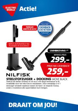 Nilfisk steelstofzuiger + docking MOVE BLACK
