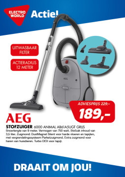 AEG Stofzuiger 6000 Animal AB61A5UGT Grijs
