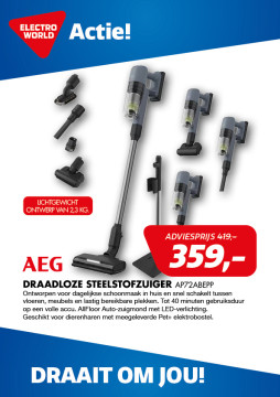 AEG draadloze steelstofzuiger AP72ABEPP