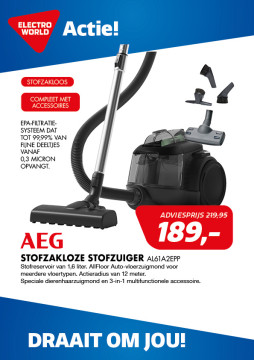 AEG STOFZAKLOZE Stofzuiger al61a2epp