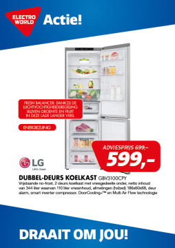 LG Dubbeldeurs Koelkast GBV3100CPY
